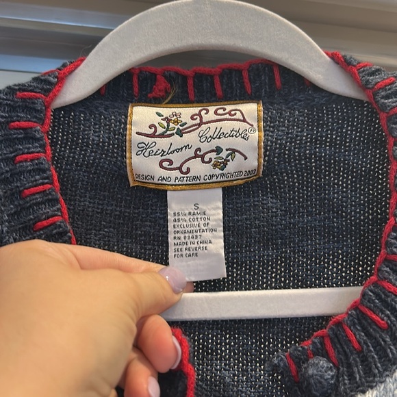 Heirloom Collectibles Winter Christmas Cardigan Sweater Vintage Embroidered - Picture 3 of 6